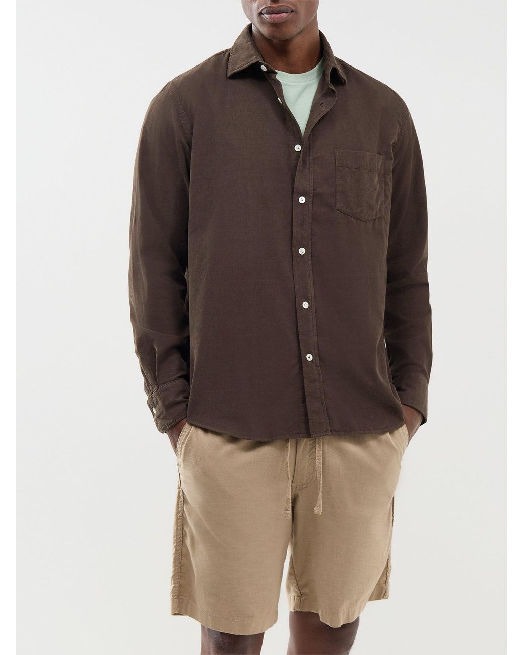 Hartford Brown Paul Baby Cord Shirt for men