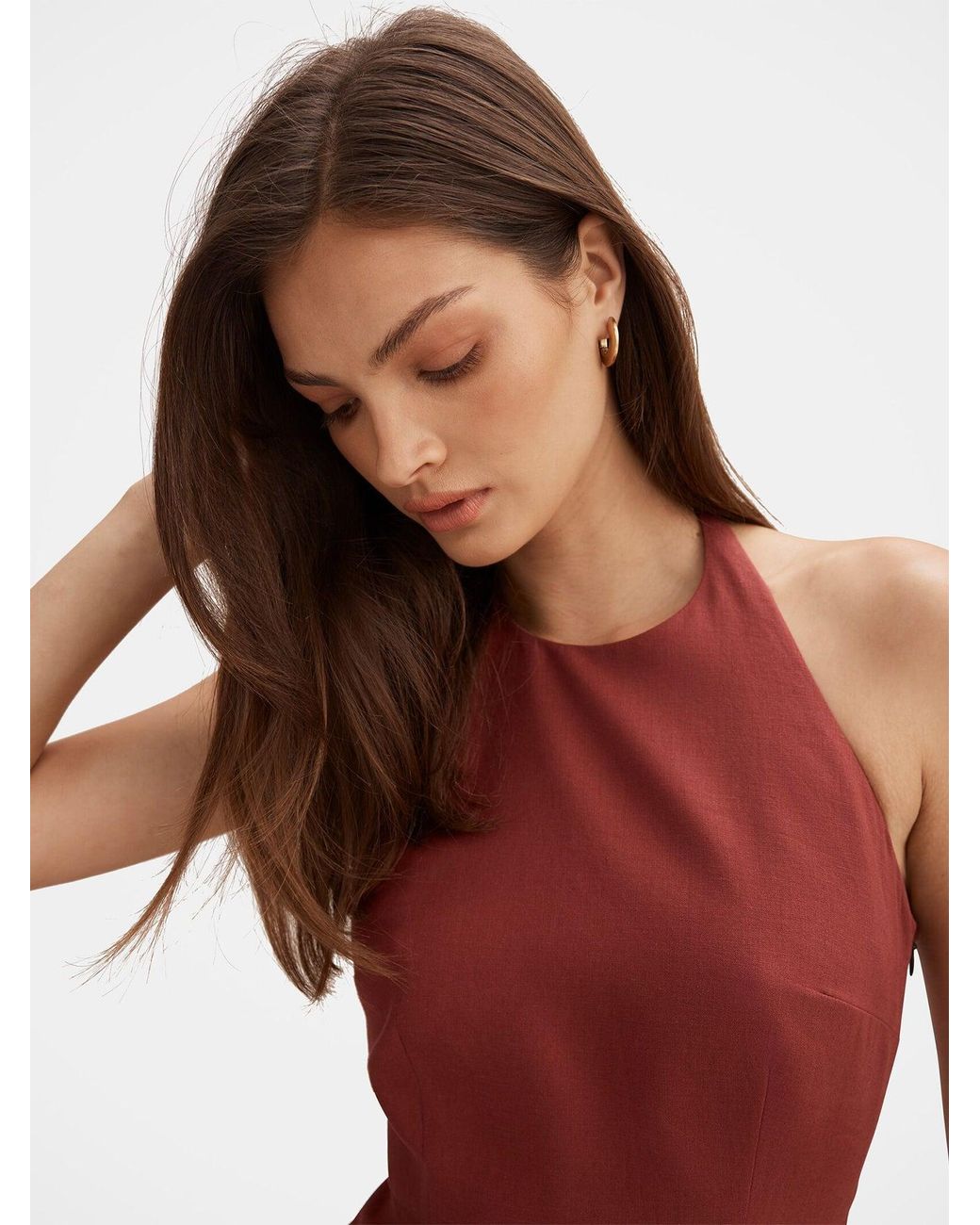 Forever New Red Soraya Beaded Back Midi Dress