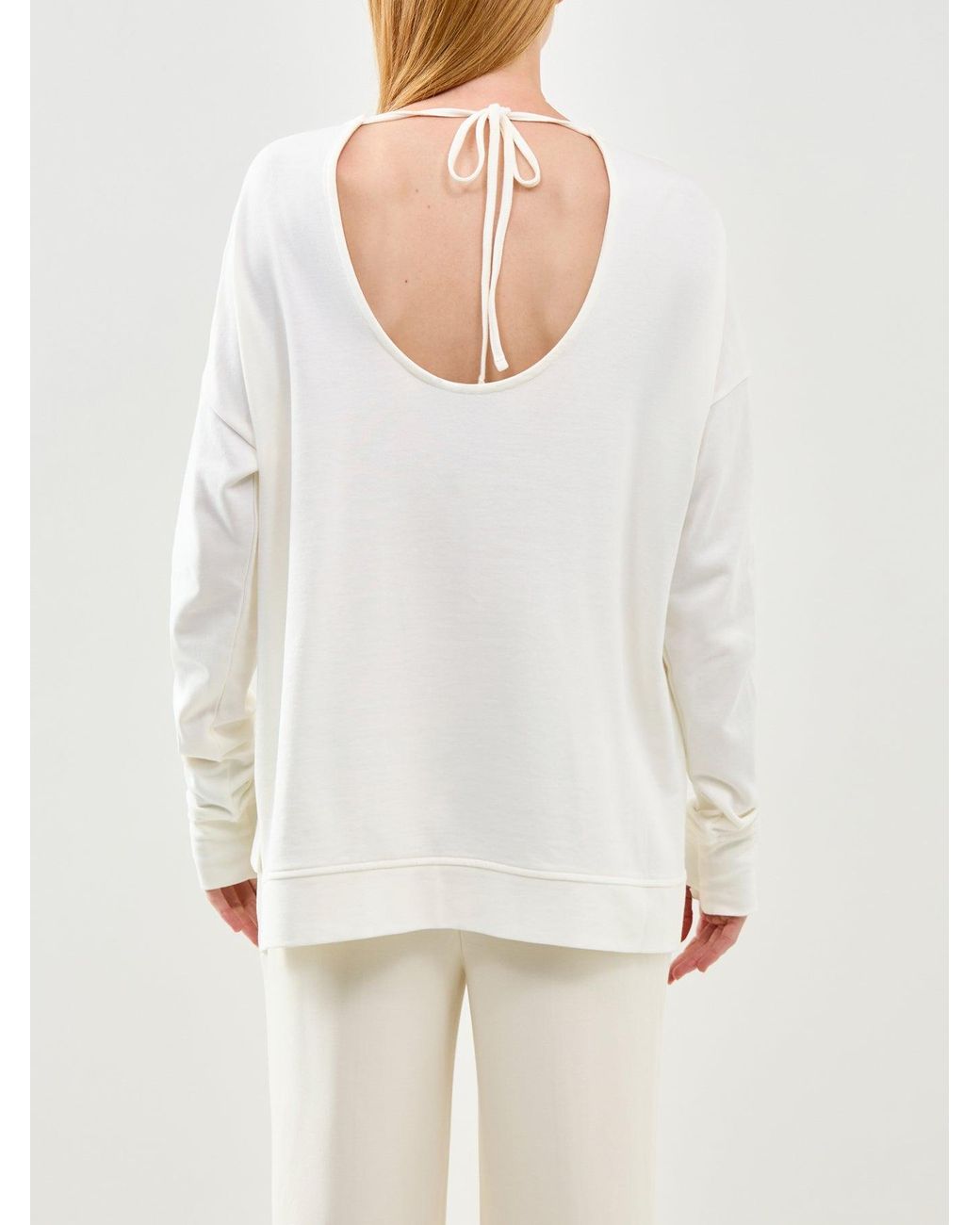 Sweaty Betty White After Class Open Back Tie Sweatshirt