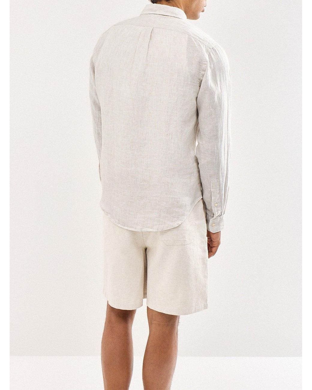 Polo Ralph Lauren White Custom Fit Pin Stripe Shirt for men