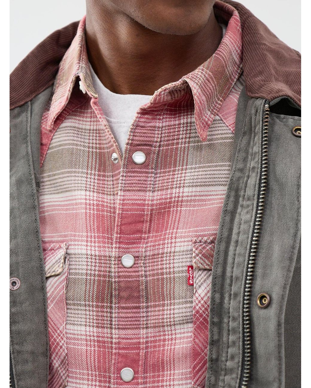 Levi's Pink Barstow Western Standard Check Flannel Shirt for men