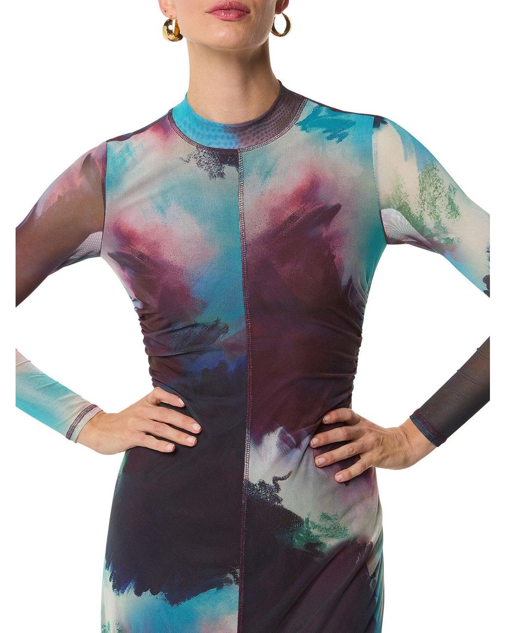 Whistles Multicolor Women's Oil Paint Print Mesh Dress
