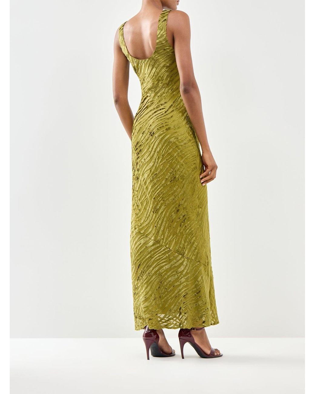 Pretty Lavish Green Kendall Scoop Devoré Maxi Dress