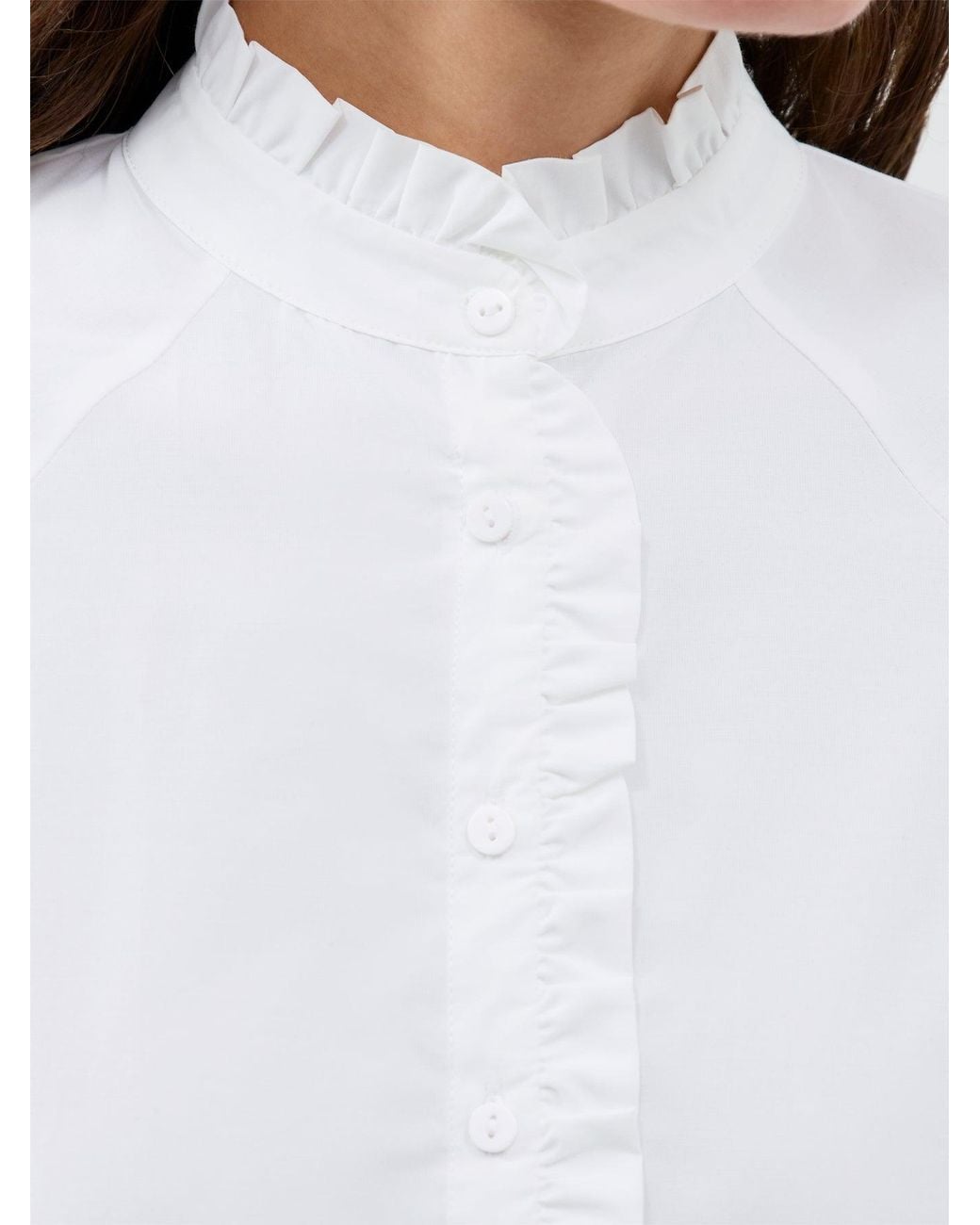 Soya Concept White Netti 138 Organic Blend Frill Neck Shirt