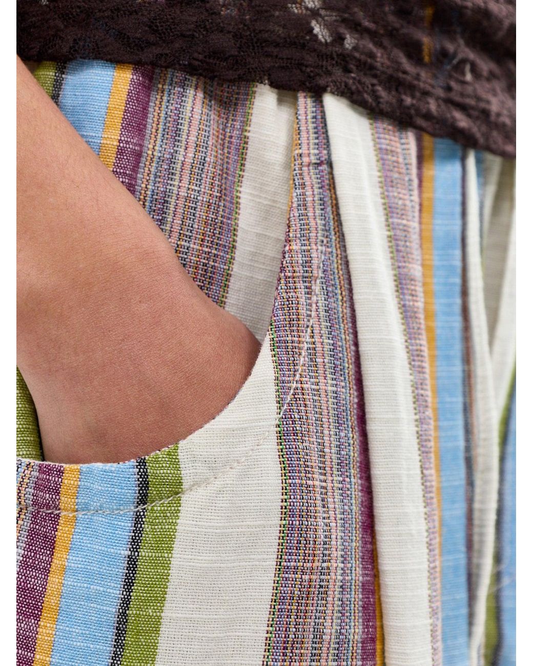 Free People White Chambers Stripe Trousers Striped