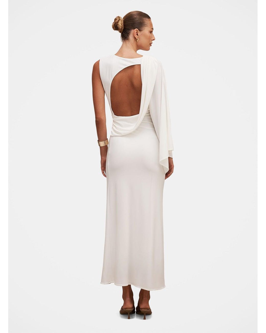 Forever New White Fleur Cape Shoulder Maxi Dress
