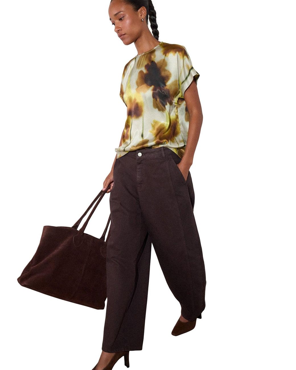 Whistles Green Floral Stem Blouse, Viscose