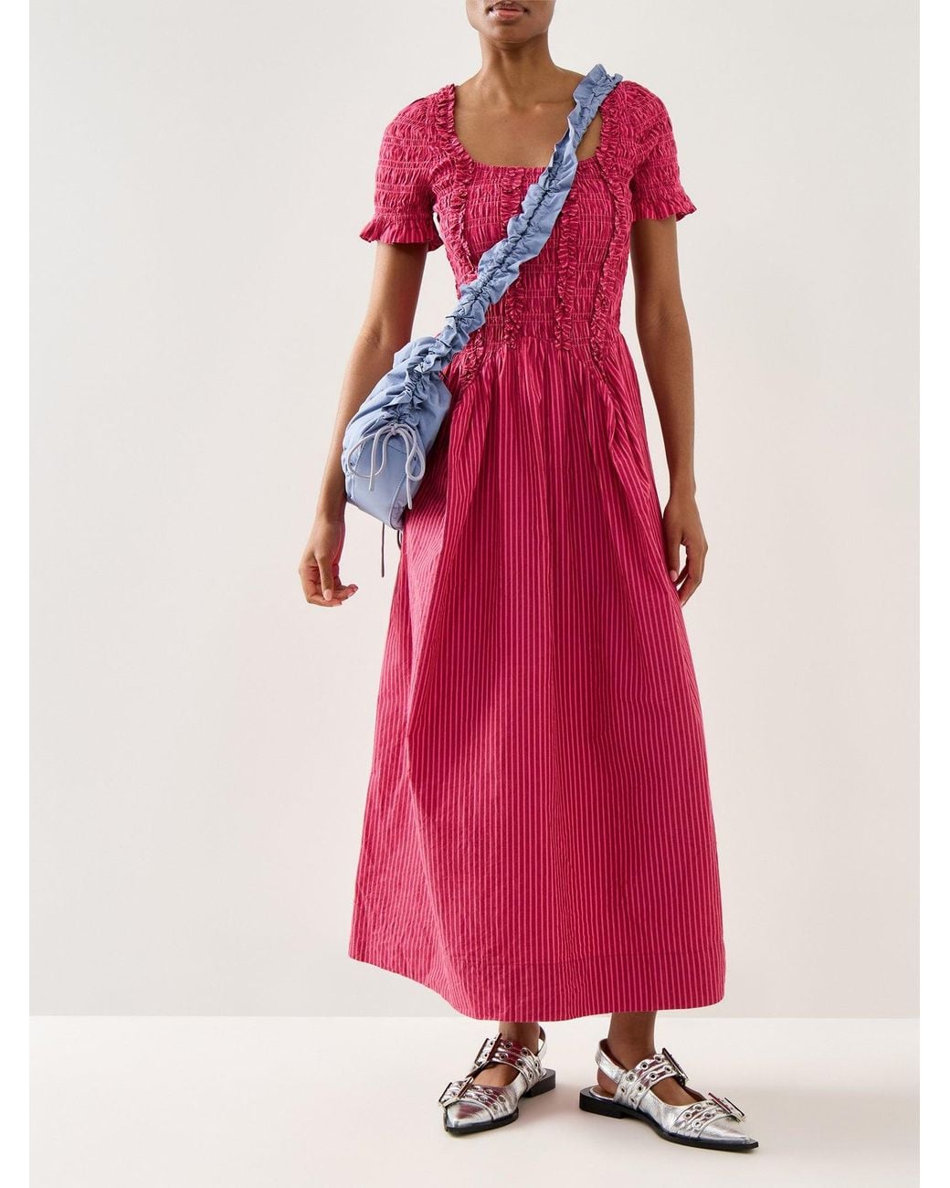 Damson Madder Red Raphaela Ruffle Midi Dress Business
