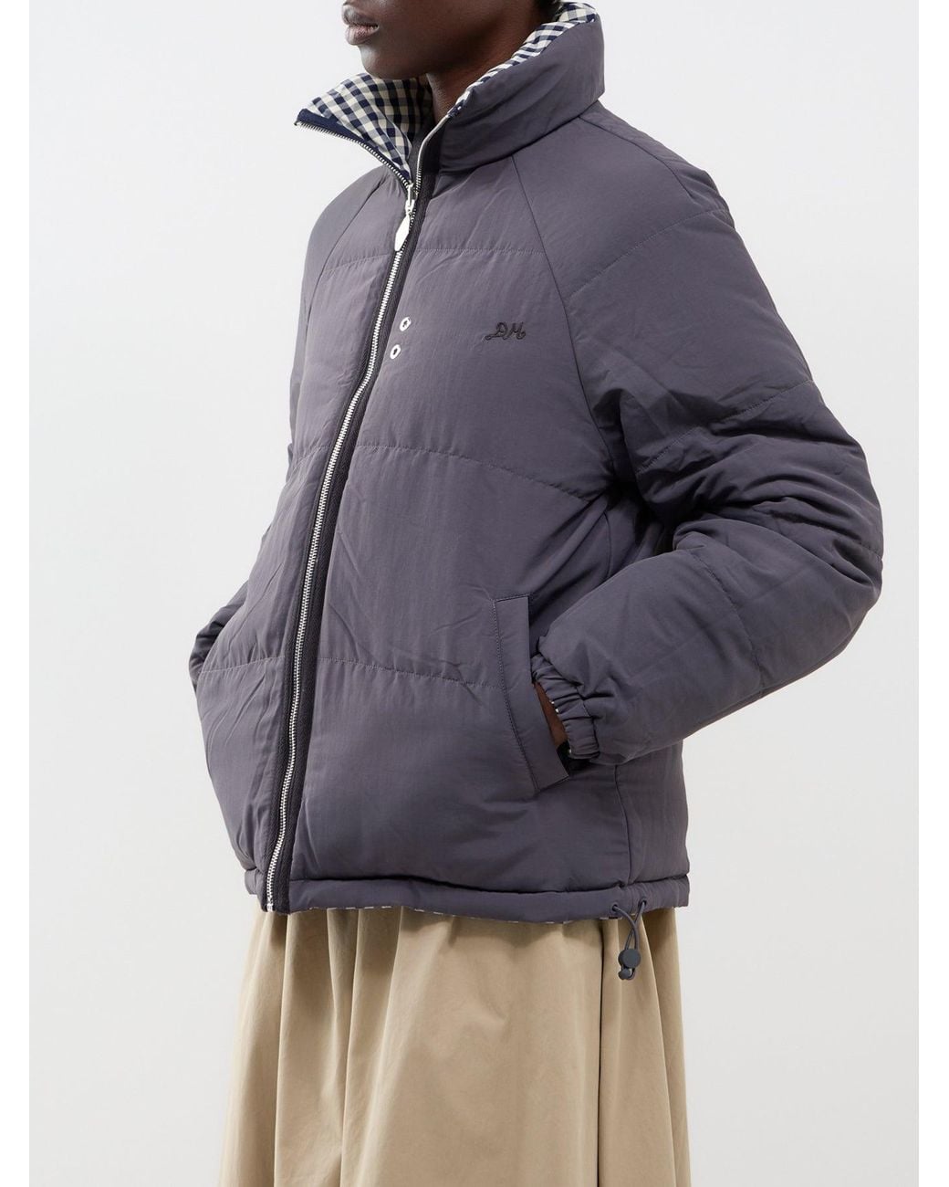 Damson Madder Blue Opal Reversible Gingham Puffer Jacket