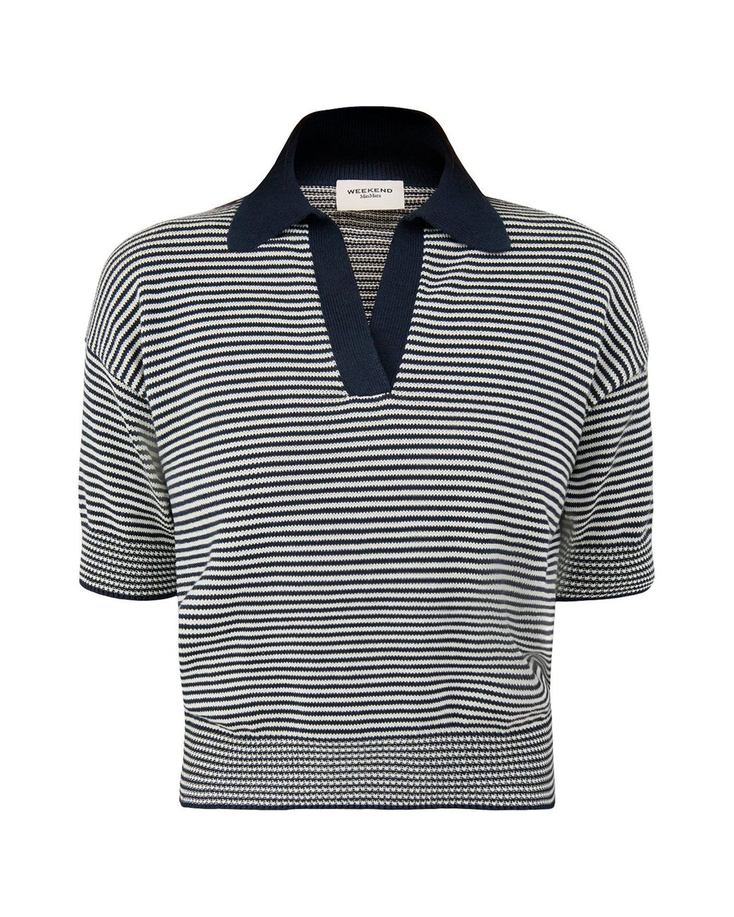 Weekend by Maxmara Blue Albero Pinstripe Polo Shirt