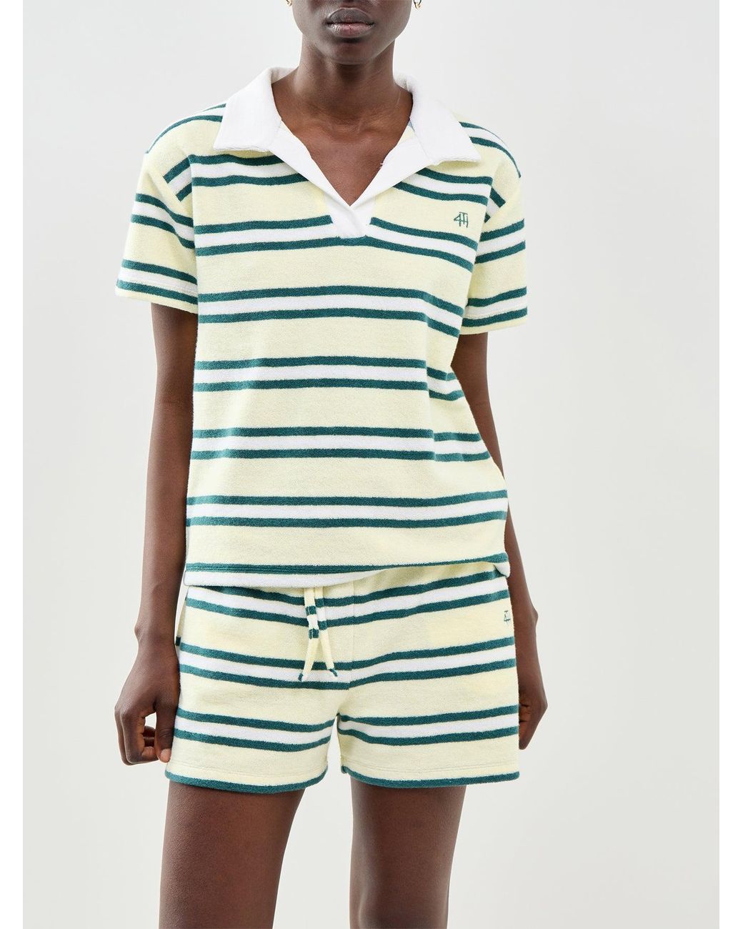 4th & Reckless Green Zita Stripe Polo Top