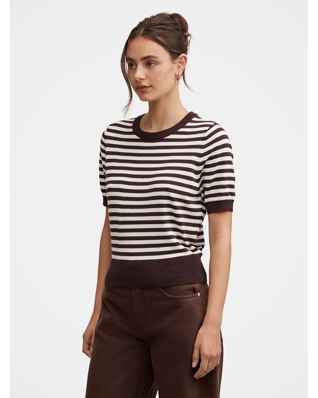 Forever New Brown Maisie Striped Short-Sleeved T-Shirt