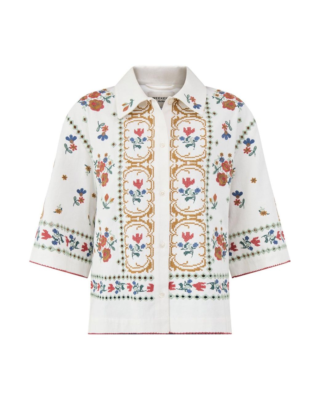 Weekend by Maxmara White Farsa Cross-Stitch Shirt