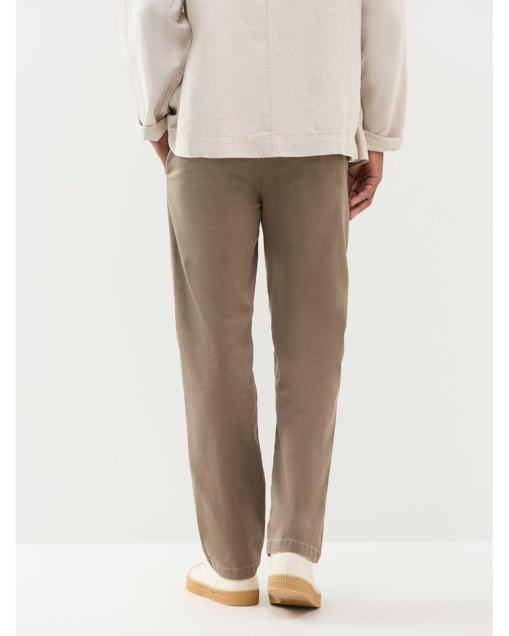 SELECTED Natural Straight Miles Twill Trousers for men