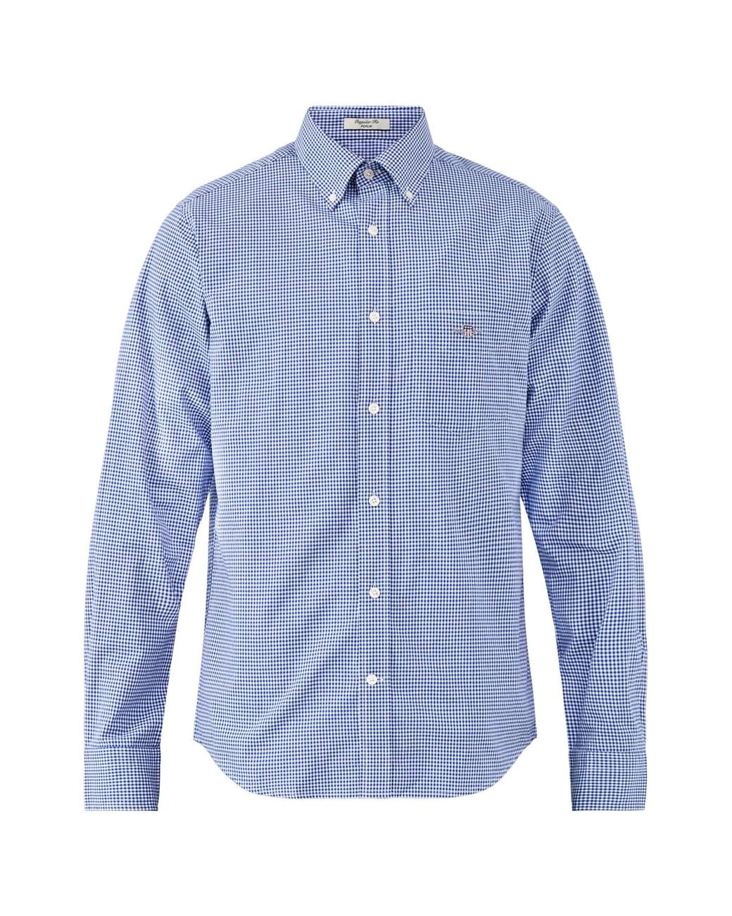 Gant Blue Classic Poplin Gingham Shirt for men
