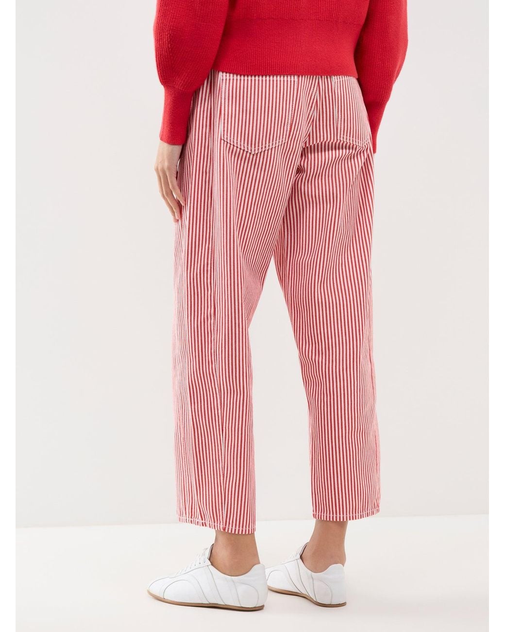 roandzo Pink Striped Barrel Leg Jeans