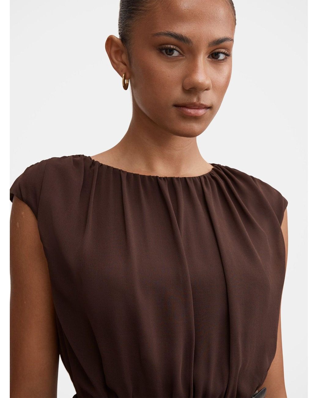 Forever New Brown Quinn Gathered Bodice Mini Dress