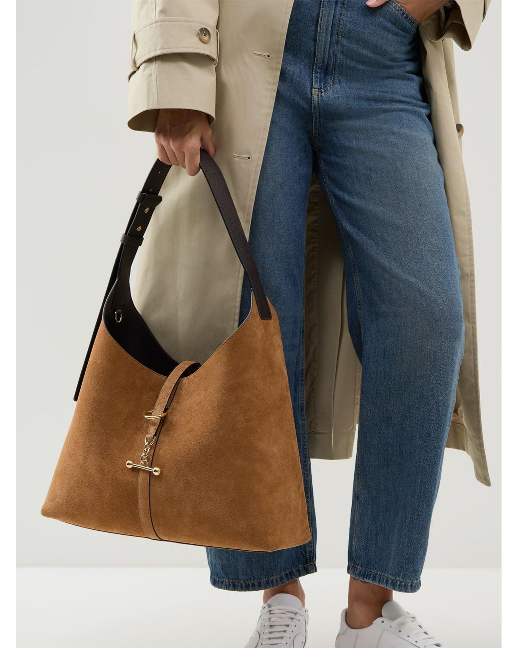 Strathberry Brown Kite Maxi Suede Hobo Bag