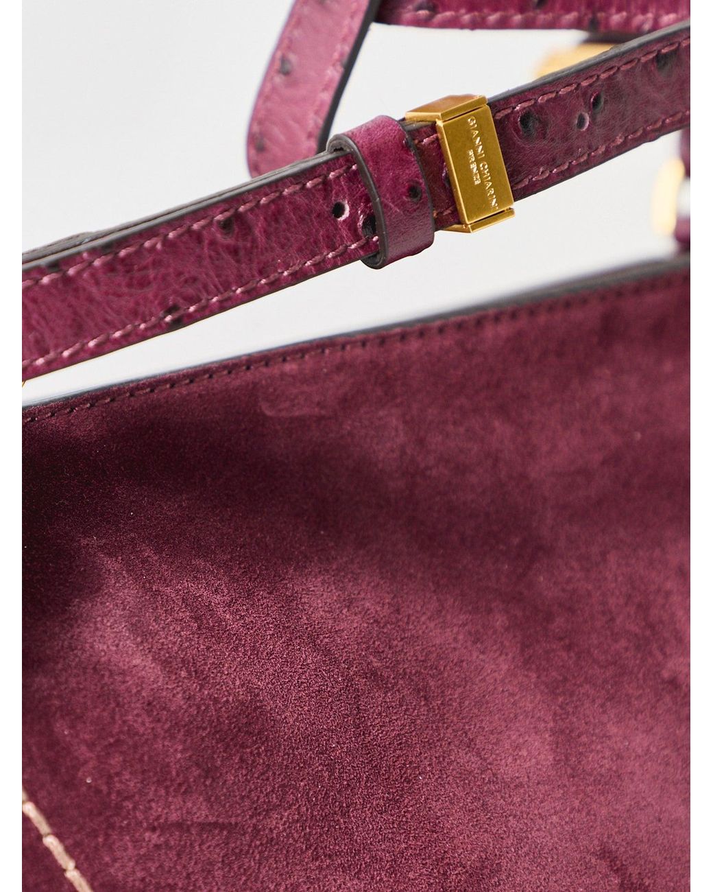 Gianni Chiarini Purple Bloom Suede Tote Bag Plum
