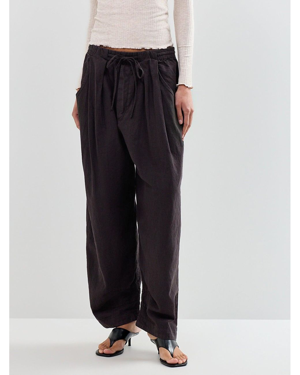 Free People Black Chambers Laid Back Pull On Pant
