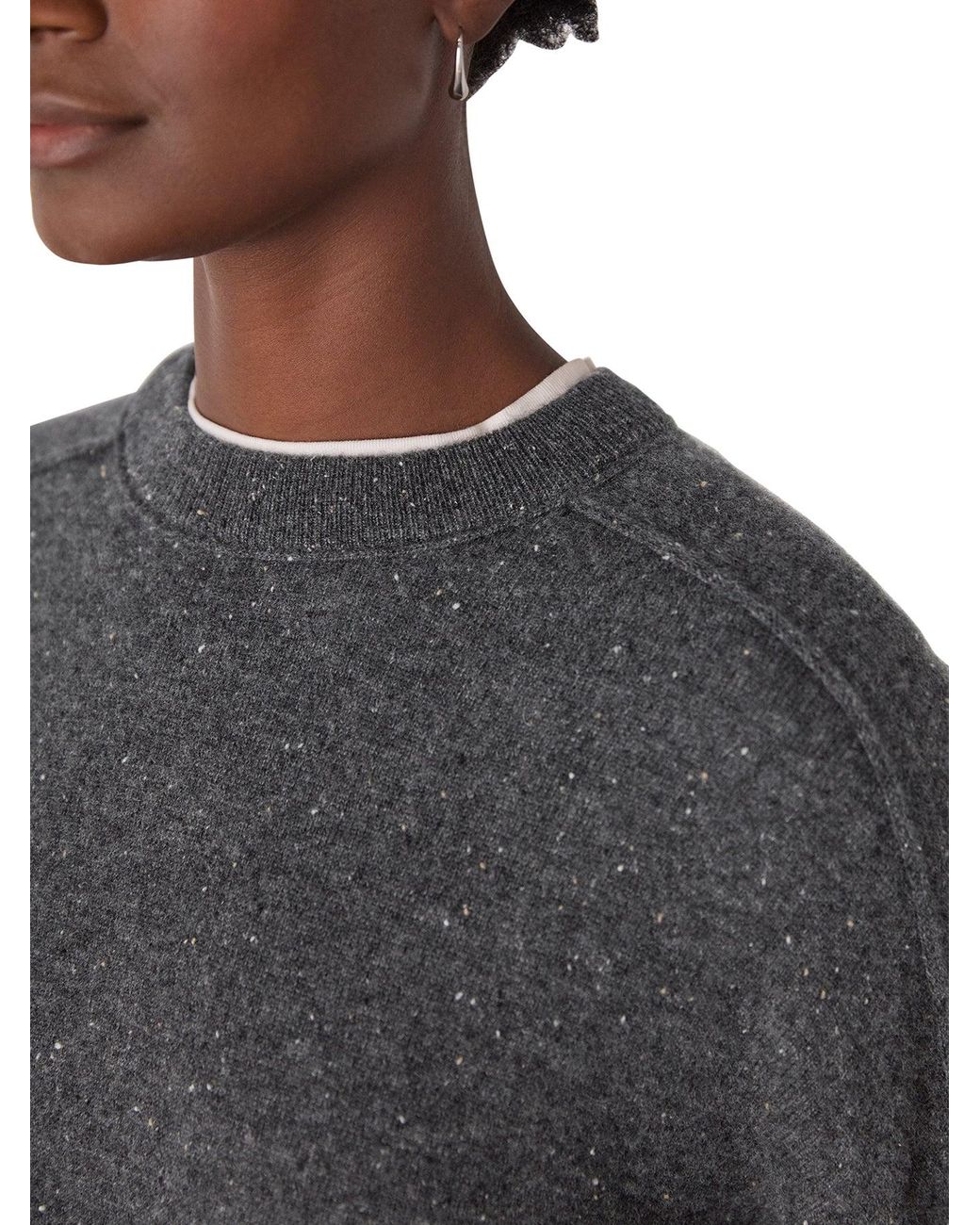 Whistles Gray Fleck Seam Neck Knit