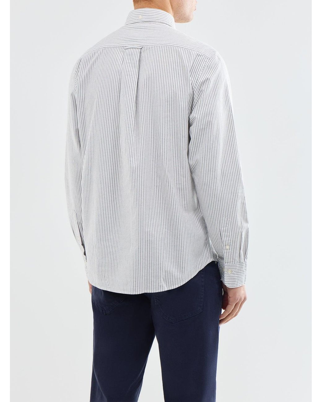 Gant Blue Classic Oxford Stripe Long-Sleeved Shirt for men