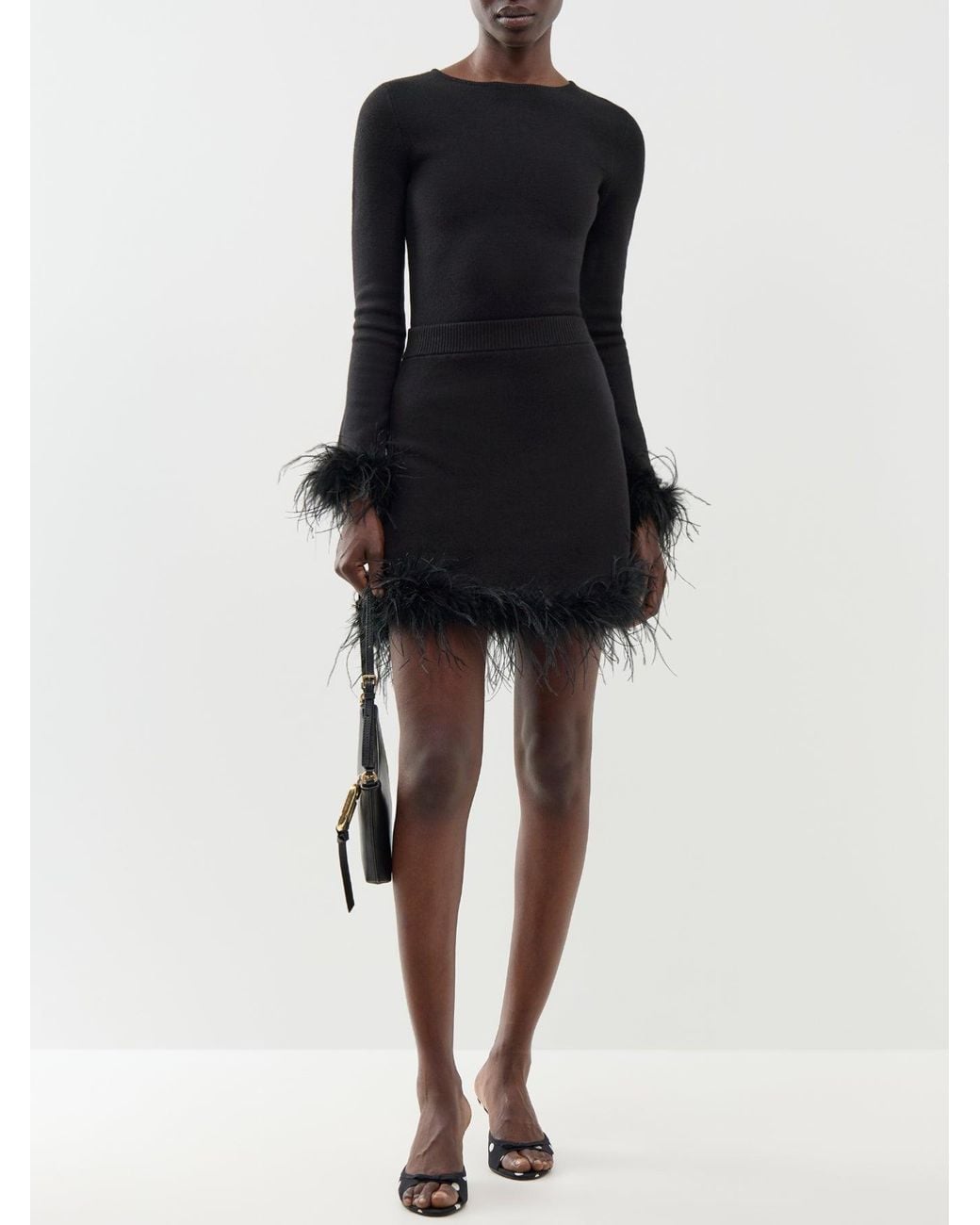 Never Fully Dressed Black Feather Bodysuit –