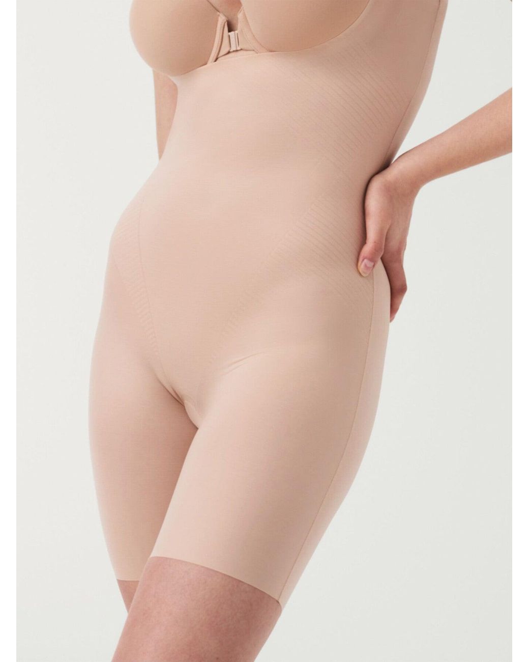 Spanx White Women's Thinstincts 2.0 Open Bust Thigh Bodysuit