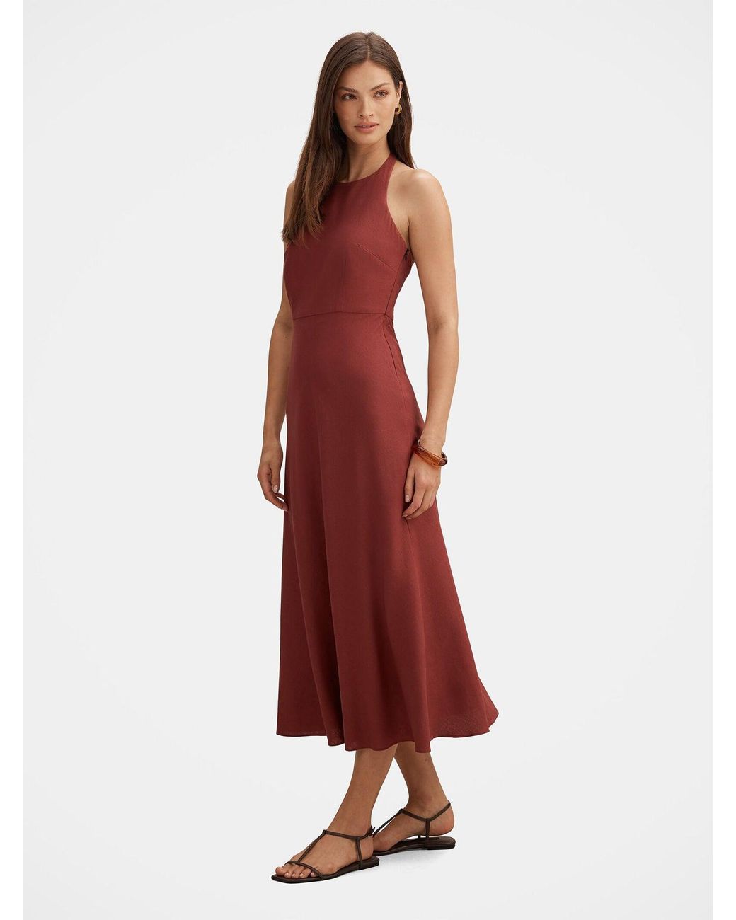 Forever New Red Soraya Beaded Back Midi Dress