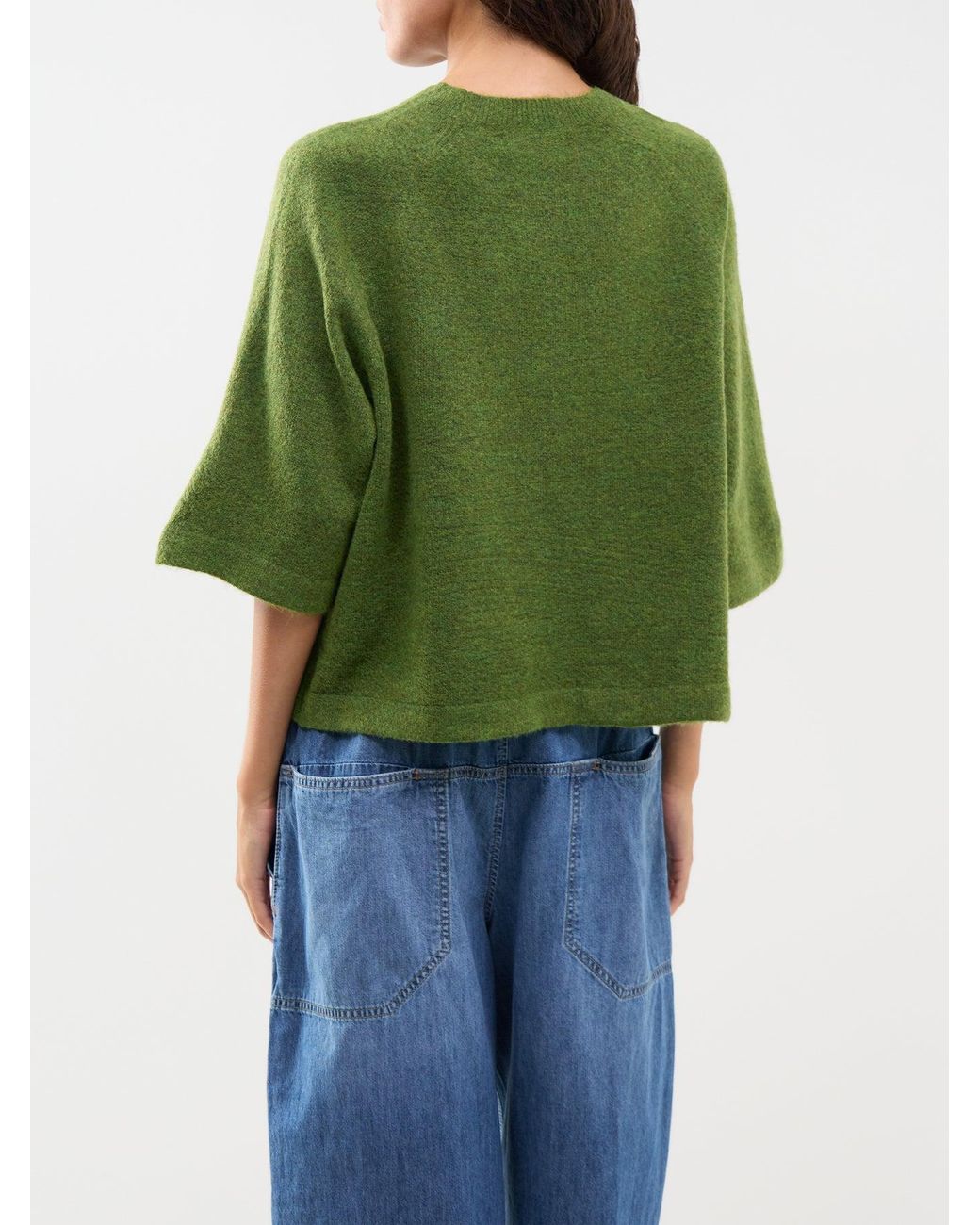 ONLY Green Simni Three Quarter Sleeve Knitted Jumper