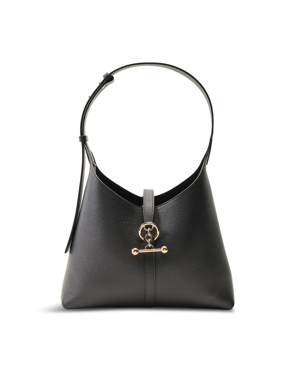 Strathberry Black Kite Mini Hobo Fine Grain Bag
