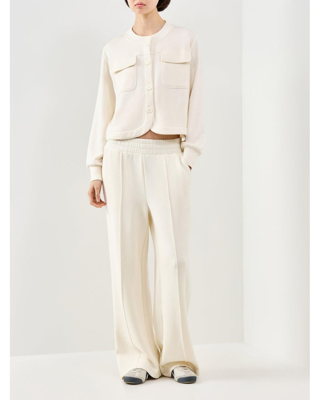 Varley White Hartwell Button Through Sweat