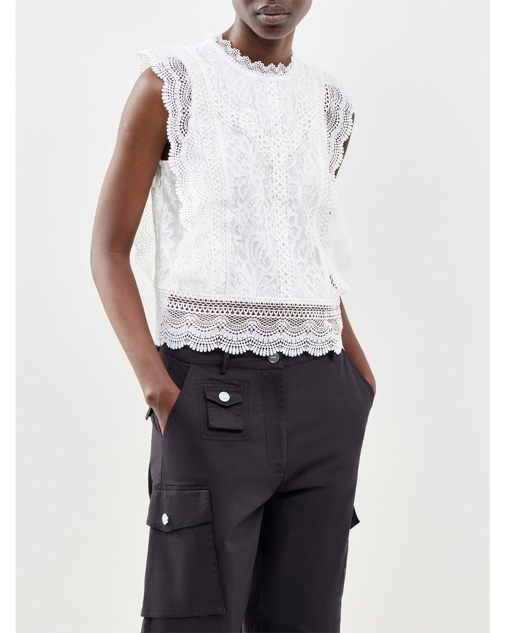 ONLY White Karo Lace Top