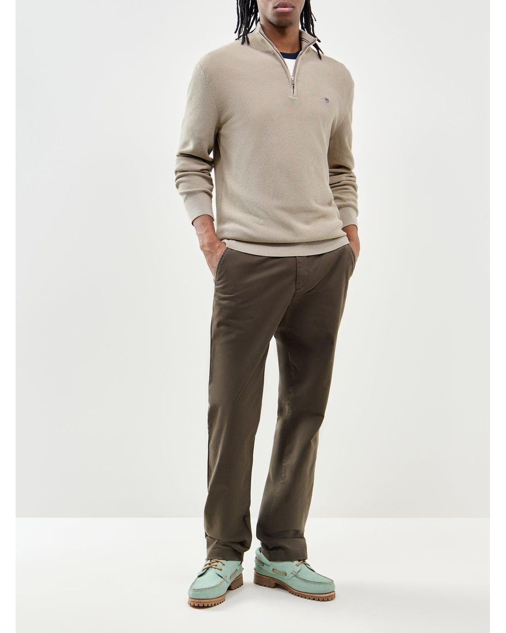 Gant Natural Micro Textured Half Zip Jumper for men