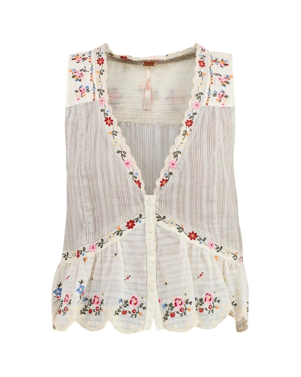Free People White Ellis Blouse Neutral