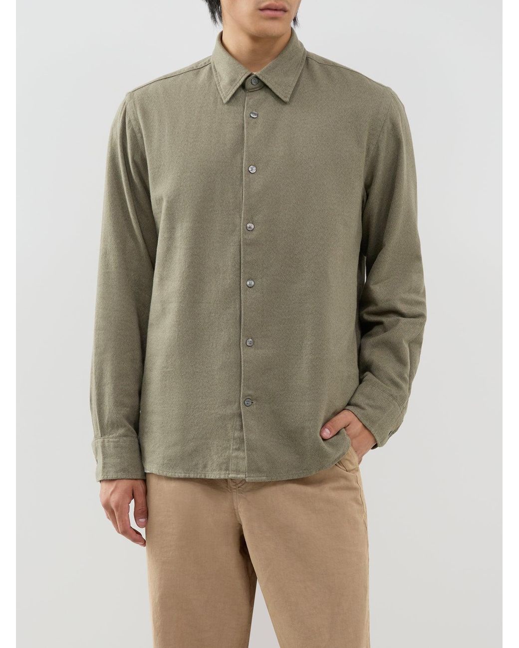 SELECTED Green Organic Noah Brushed Twisted Shirt for men