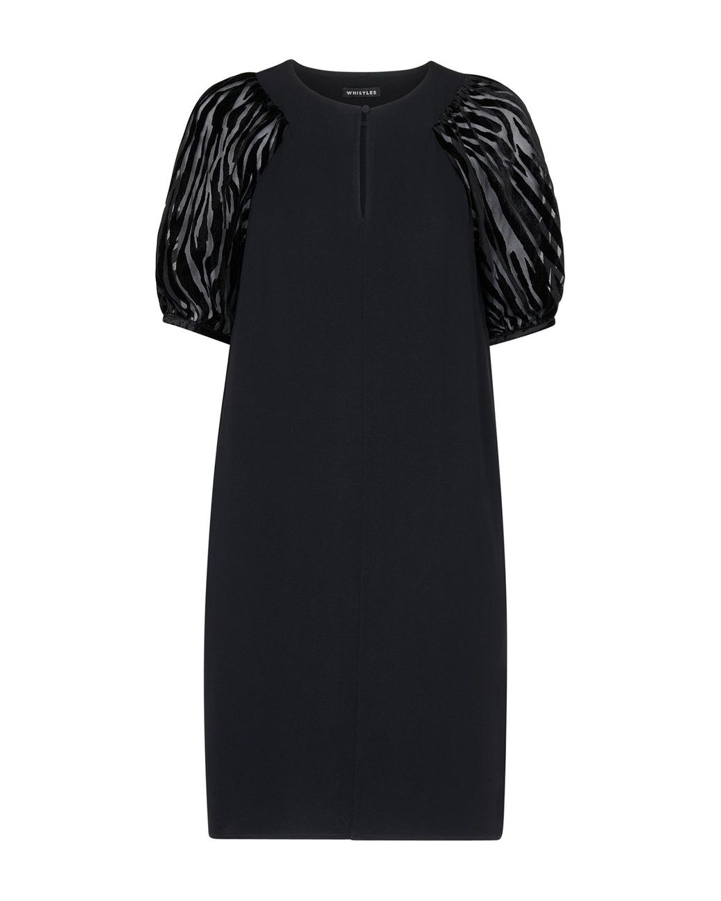 Whistles Black Lucy Zebra Velvet Sleeve Dress