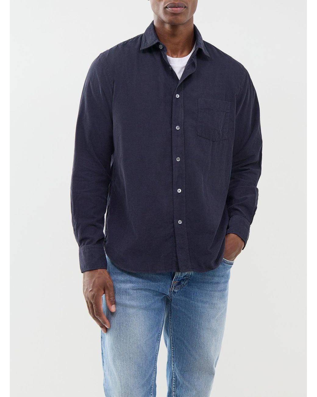 Hartford Blue Paul Baby Cord Shirt for men