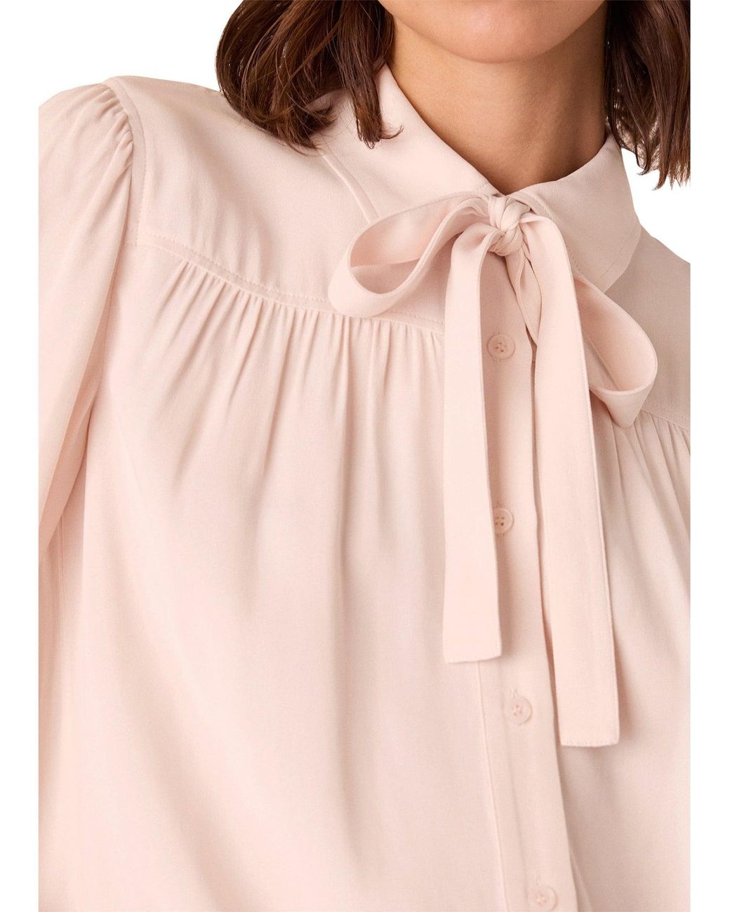 Whistles Pink Tie Detail Crepe Blouse