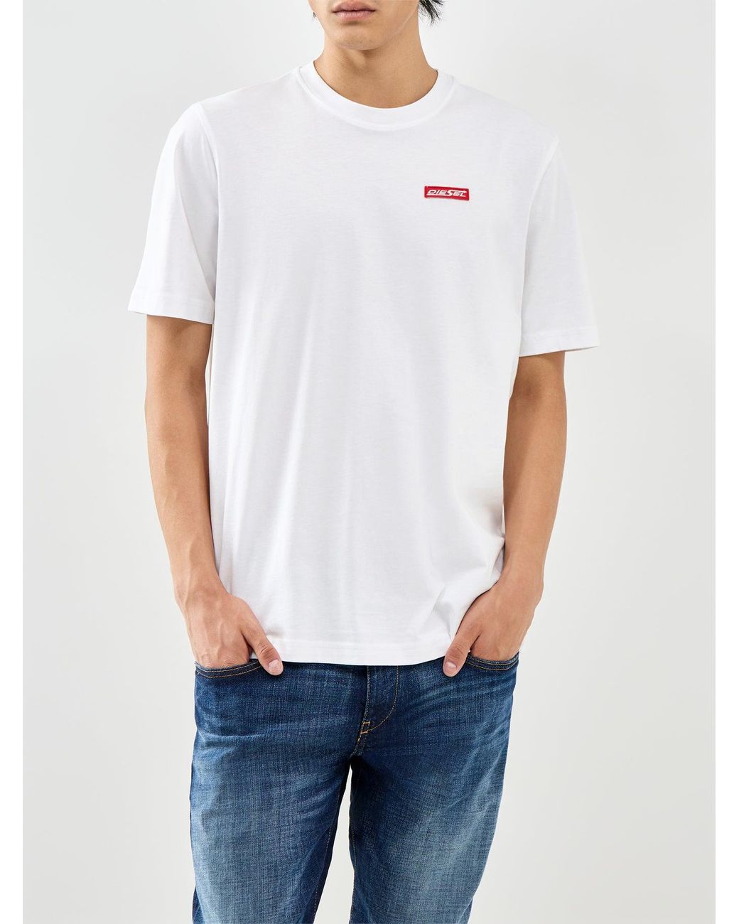 DIESEL White Logo T-Shirt for men