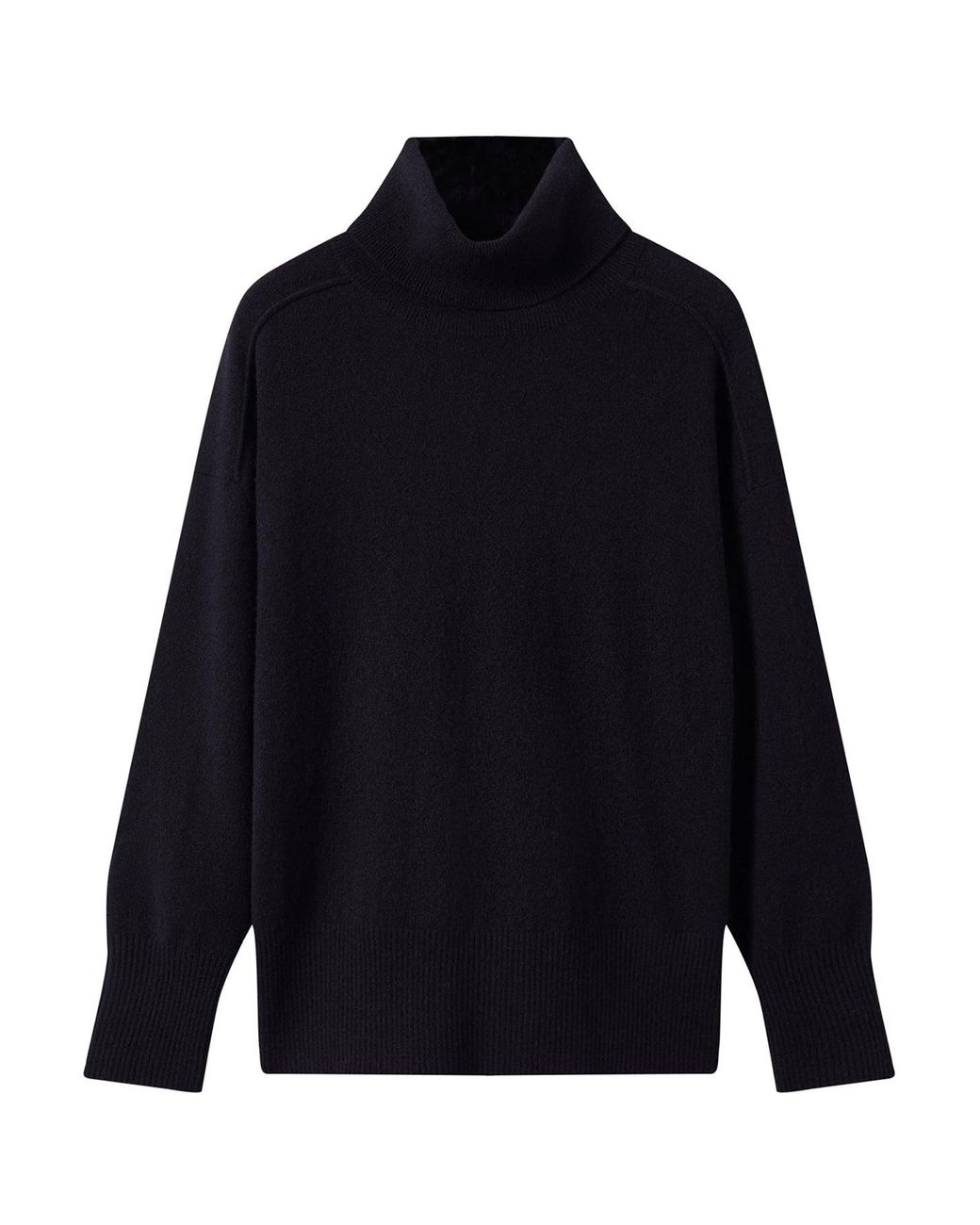 Whistles Blue Roll-Neck Knitted Cashmere Jumper