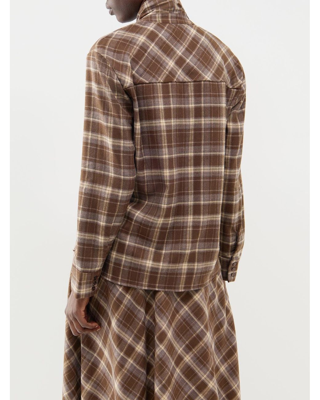 ONLY Brown Check Tie Detail Shirt