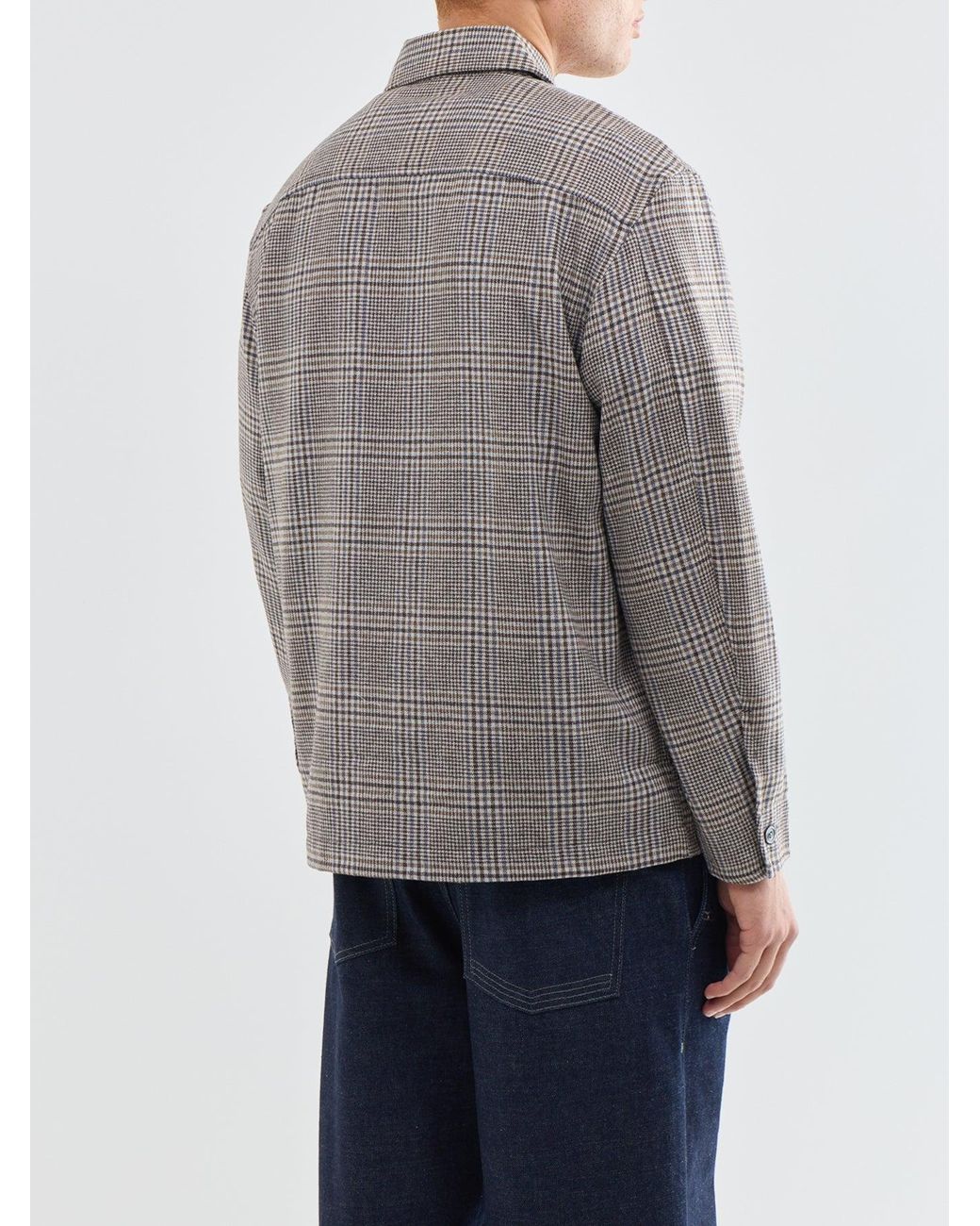 SELECTED Gray Svend Blend Check Shirt Jacket for men