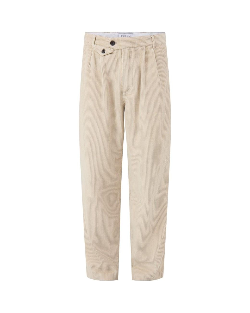 Farah Natural Adam Archive Organic Twin Pleat Trousers for men