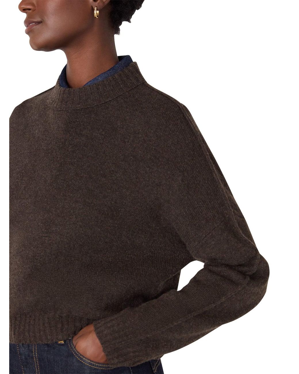 Whistles Black Curved Hem Knit
