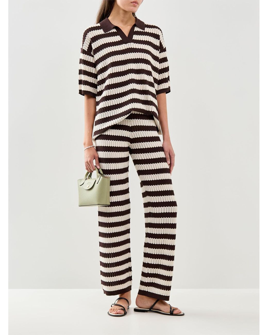 Pretty Lavish Natural Venezia Stripe Polo Top