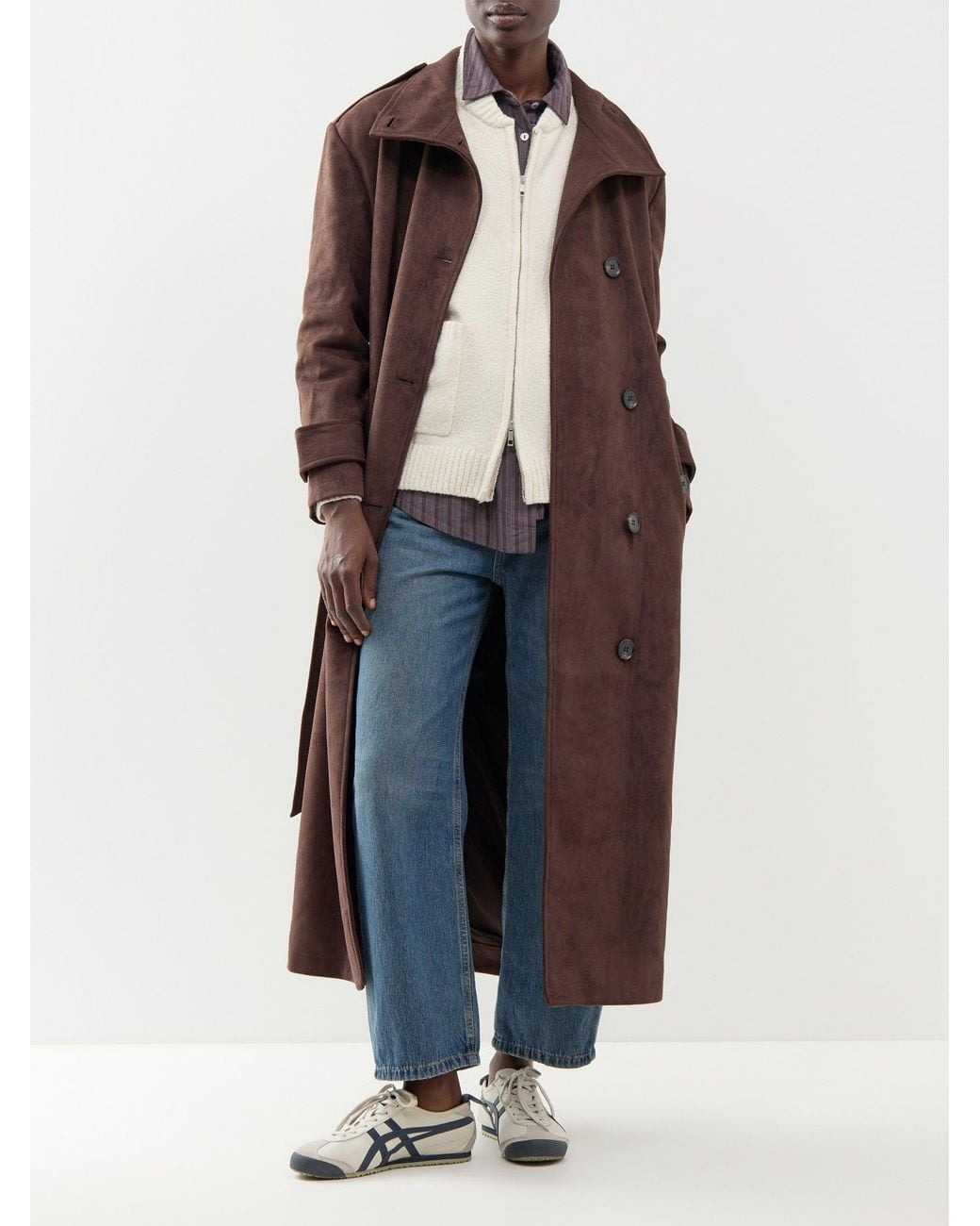 Pretty Lavish Brown Leah Belted Funnel Neck Trench –