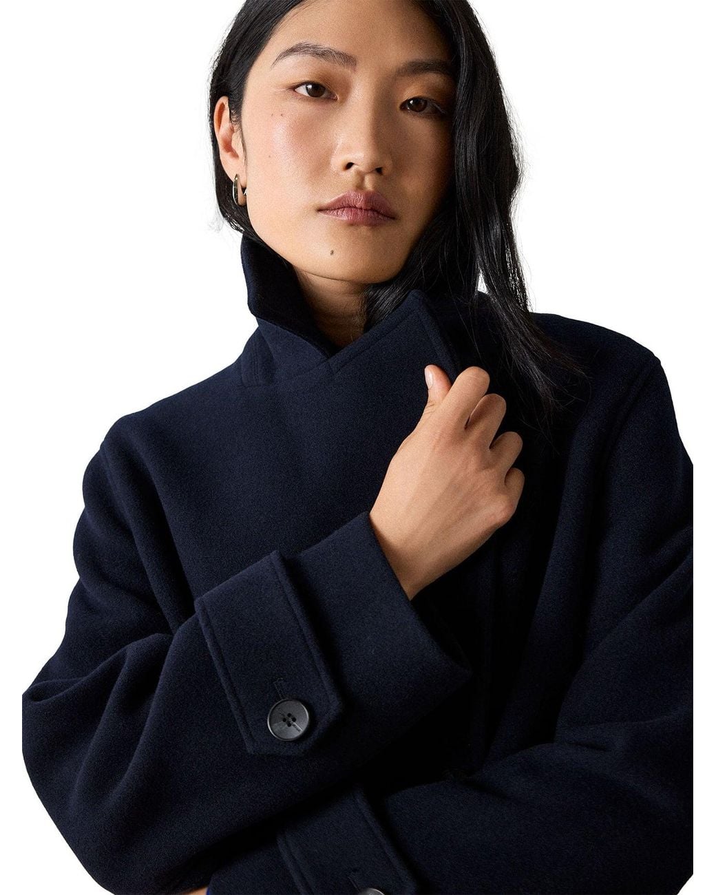 Whistles Blue Double Breasted Pea Coat
