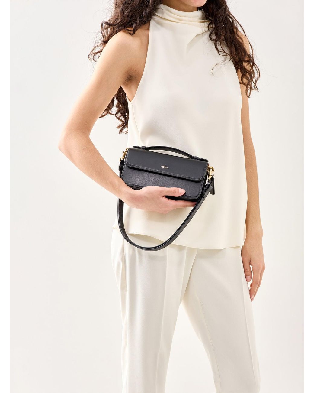 COACH Black Elora Refined Calf Top Handle Crossbody Bag