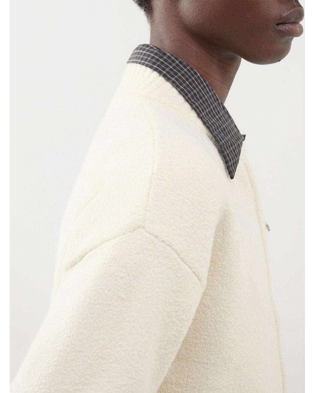 Pretty Lavish White Camille Acrylic Knit Bomber –